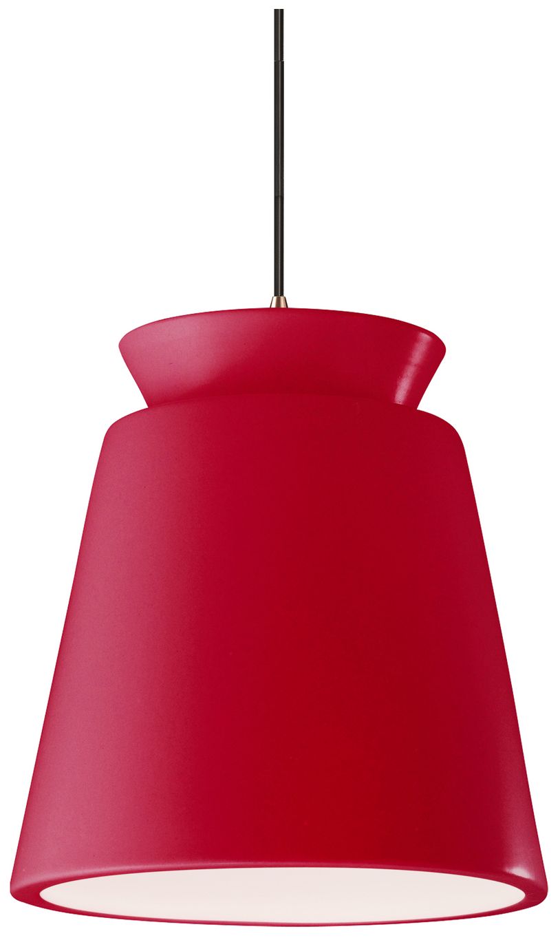 Radiance Trapezoid 13.5"W Cerise, Brushed Nickel LED Pendant - Black Cord