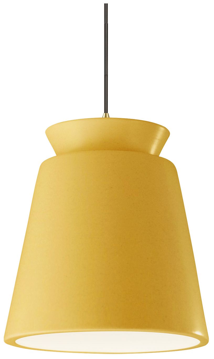 Radiance Trapezoid 13.5"W Muted Yellow, Chrome LED Pendant - Black Cord