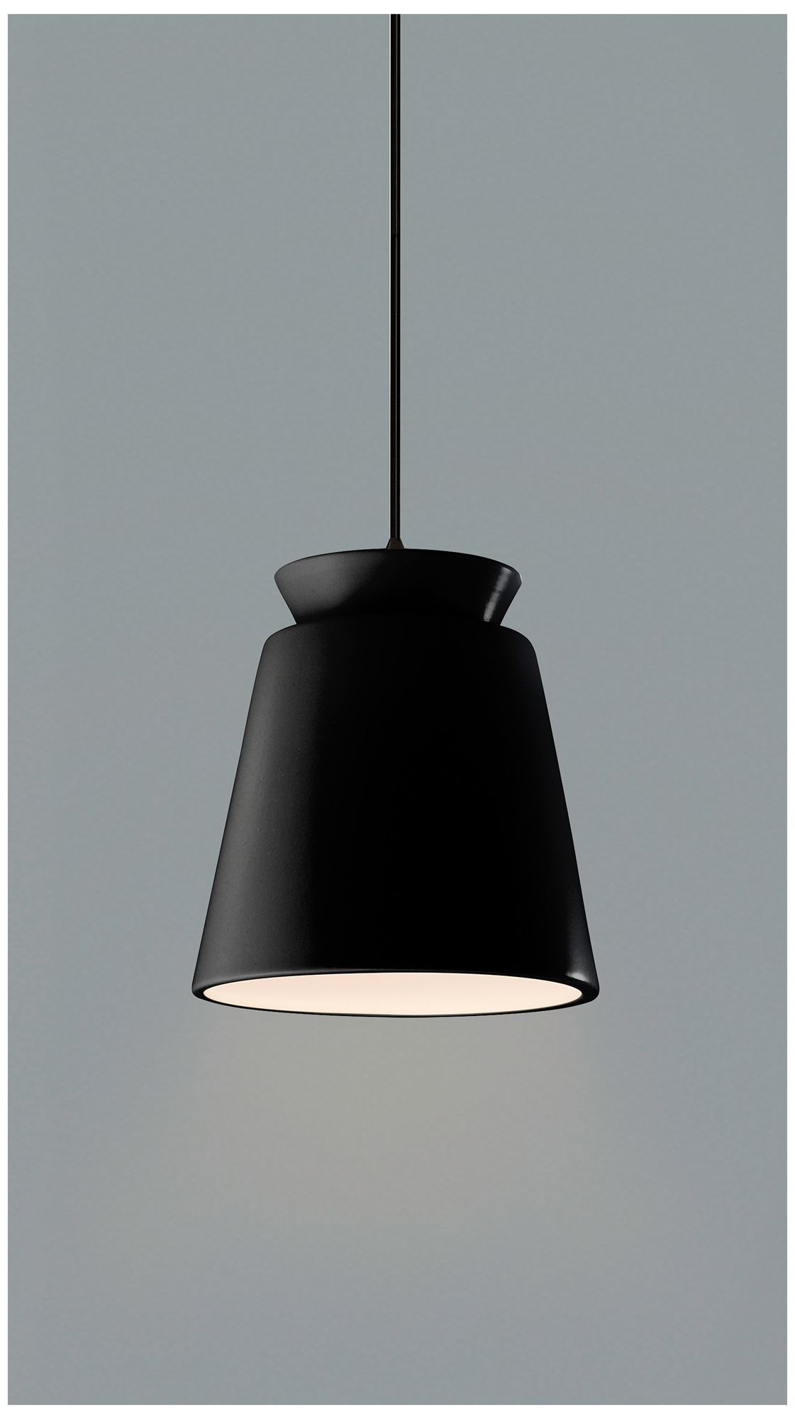 Image 3 Radiance Trapezoid 13.5" Wide Carbon Matte Black Pendant With Black Cord more views