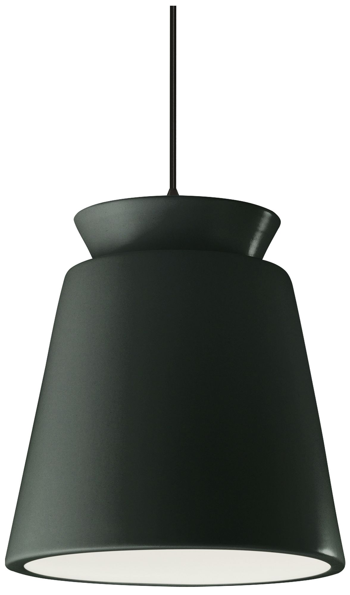 Radiance Trapezoid 13.5" Wide Pewter Green LED Pendant With Black Cord
