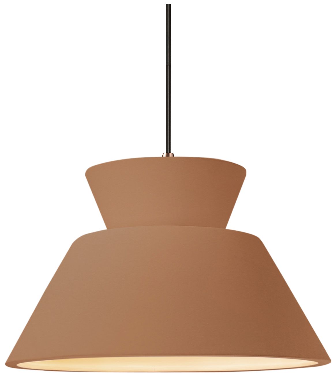 Radiance Trapezoid 14"W Adobe, Dark Bronze LED Pendant - Black Cord