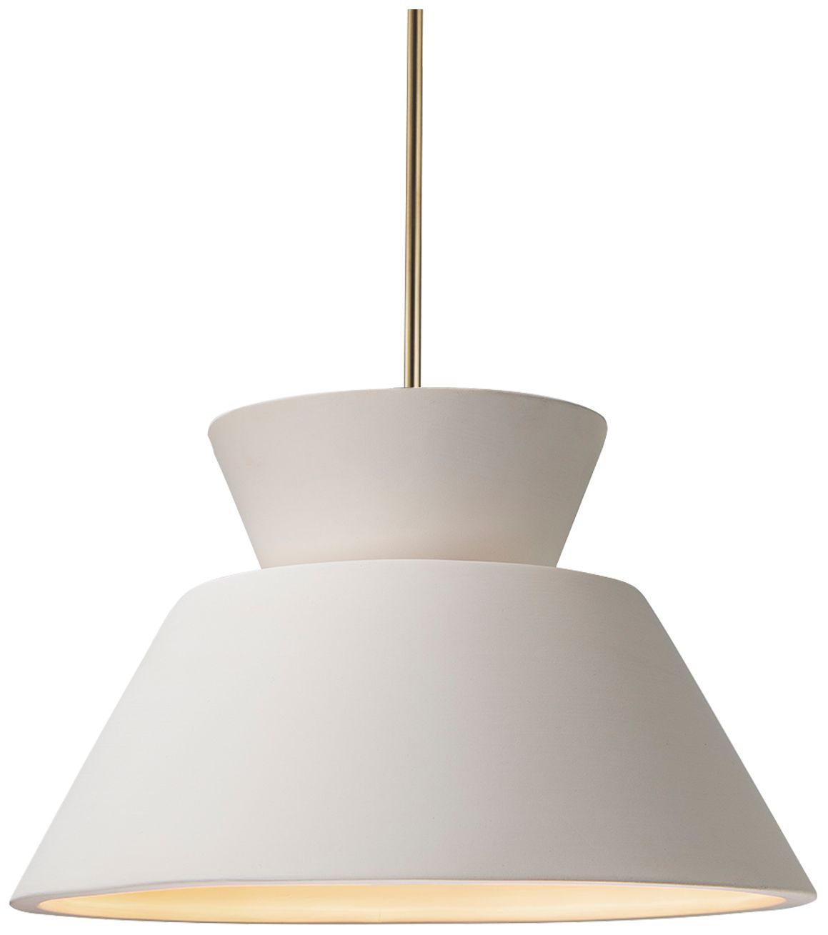 Radiance Trapezoid 14"W Bisque, Antique Brass Pendant - Rigid Stem