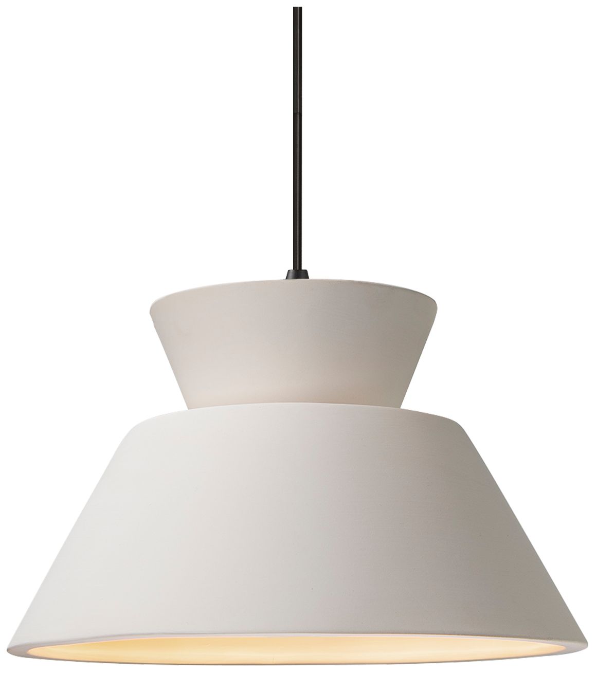 Radiance Trapezoid 14"W Bisque, Matte Black LED Pendant - Black Cord