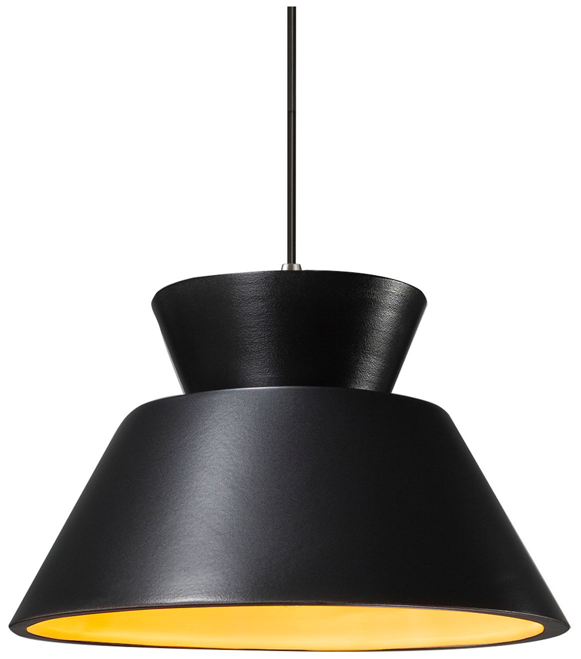 Radiance Trapezoid 14"W Black/Gold, Brushed Nickel Pendant - Black Cord