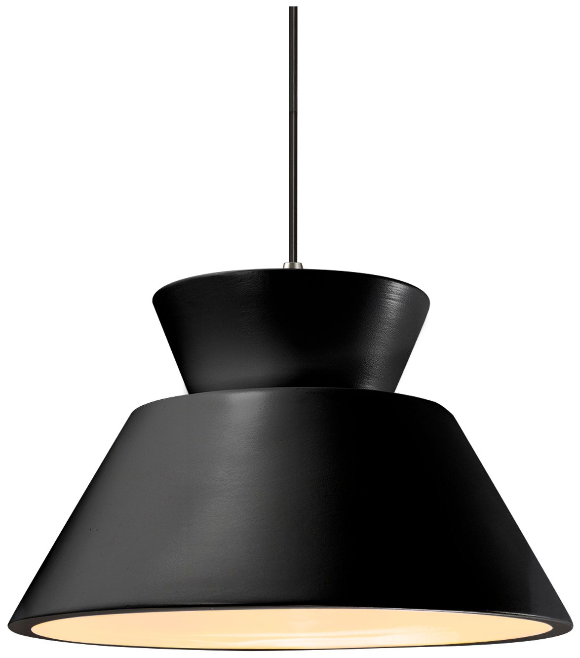 Radiance Trapezoid 14"W Black/White, Nickel LED Pendant - Black Cord