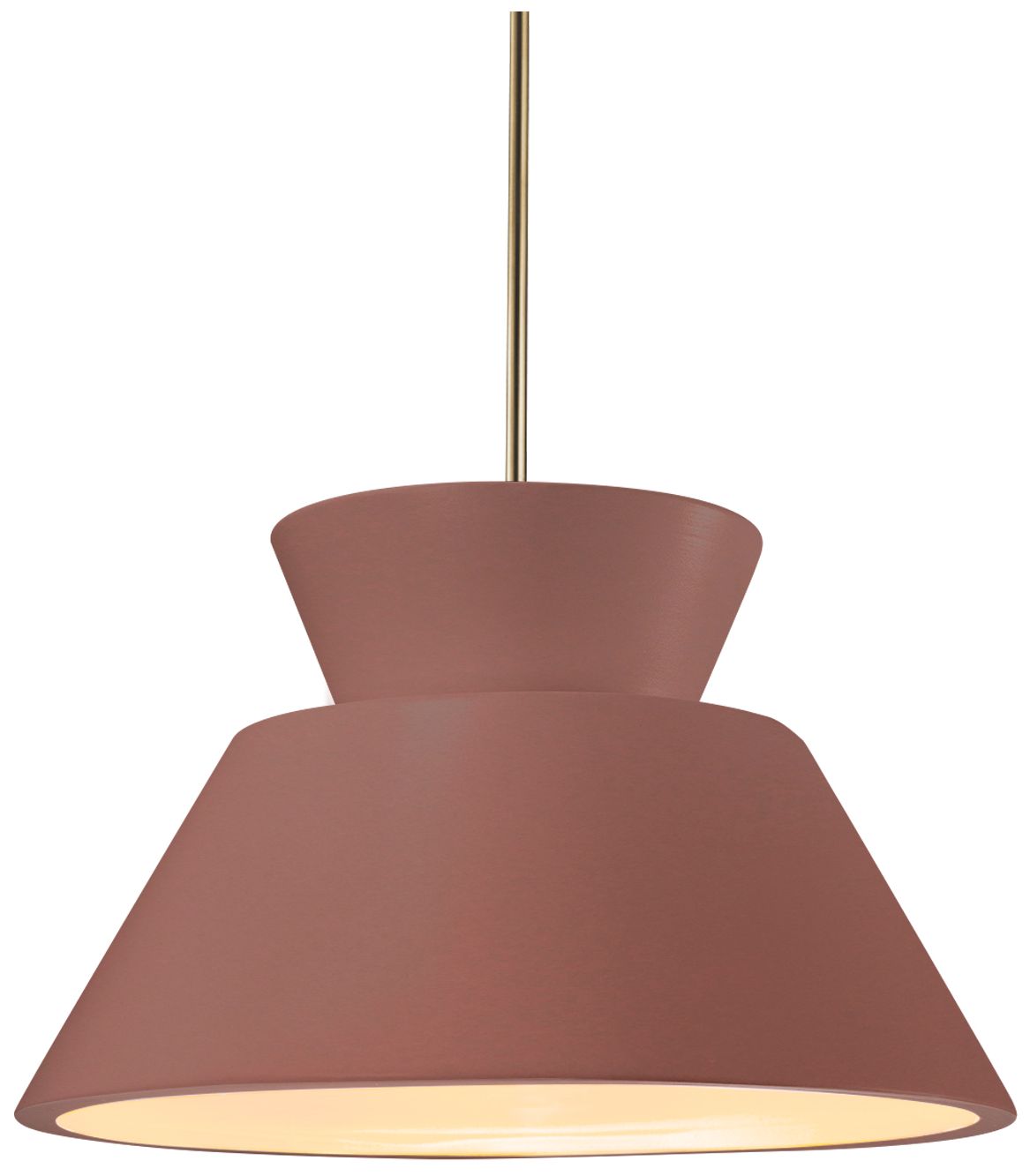 Radiance Trapezoid 14"W Canyon Clay, Antique Brass Pendant - Rigid Stem