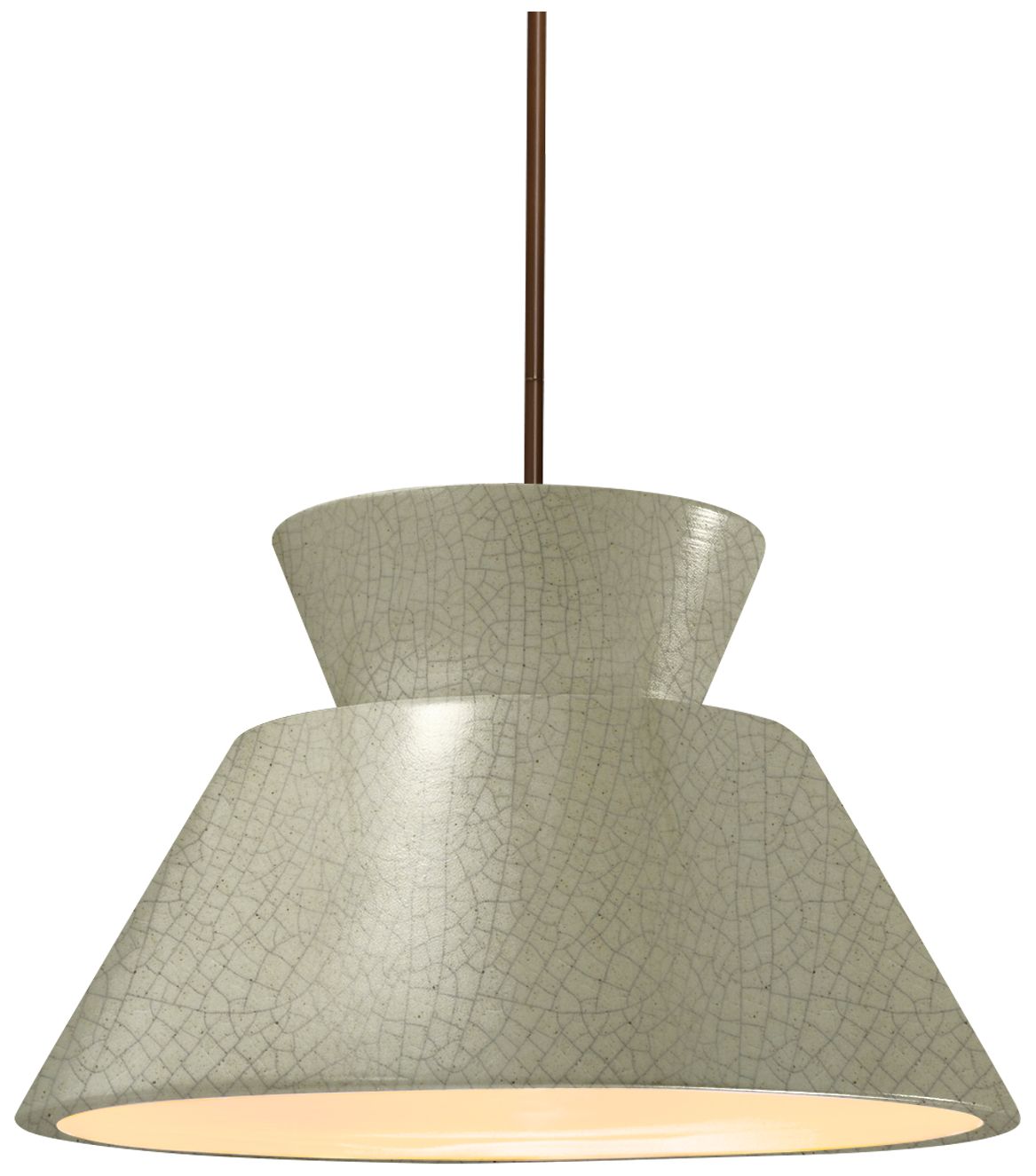 Radiance Trapezoid 14"W Celadon Crackle, Bronze LED Pendant - Rigid Stem