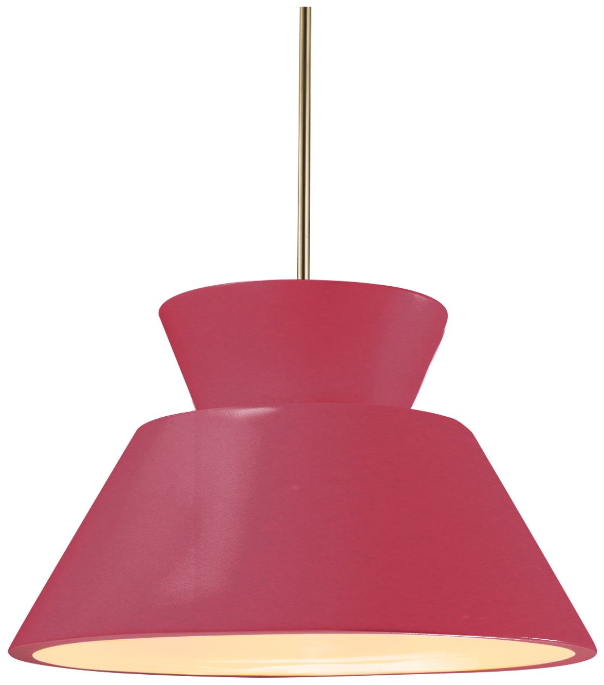Radiance Trapezoid 14"W Cerise, Antique Brass LED Pendant - Rigid Stem
