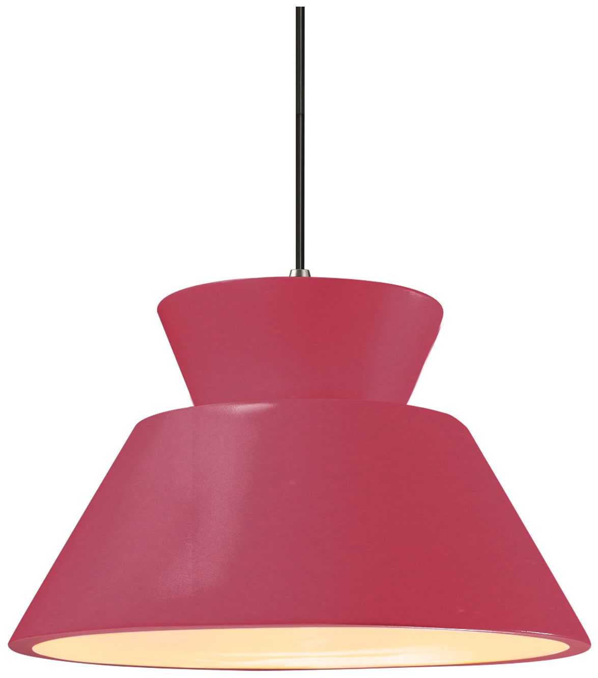 Radiance Trapezoid 14"W Cerise, Brushed Nickel Pendant - Black Cord