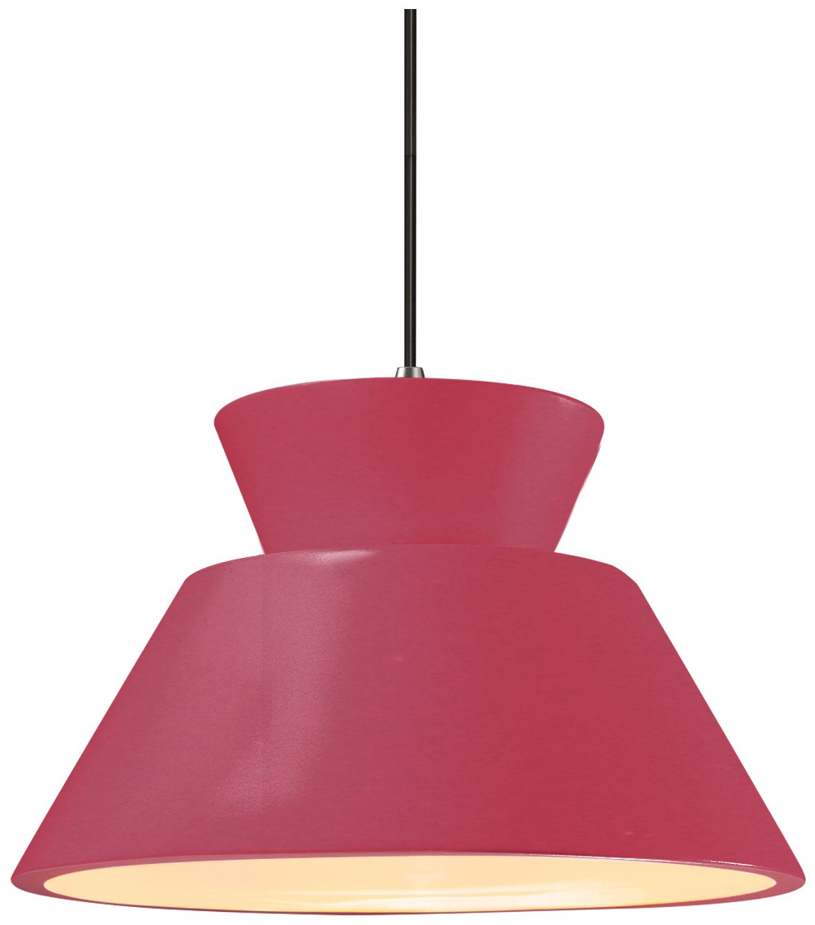 Radiance Trapezoid 14"W Cerise, Polished Chrome LED Pendant - Black Cord