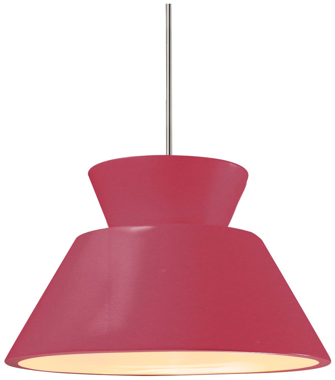 Radiance Trapezoid 14"W Cerise, Polished Chrome LED Pendant - Rigid Stem