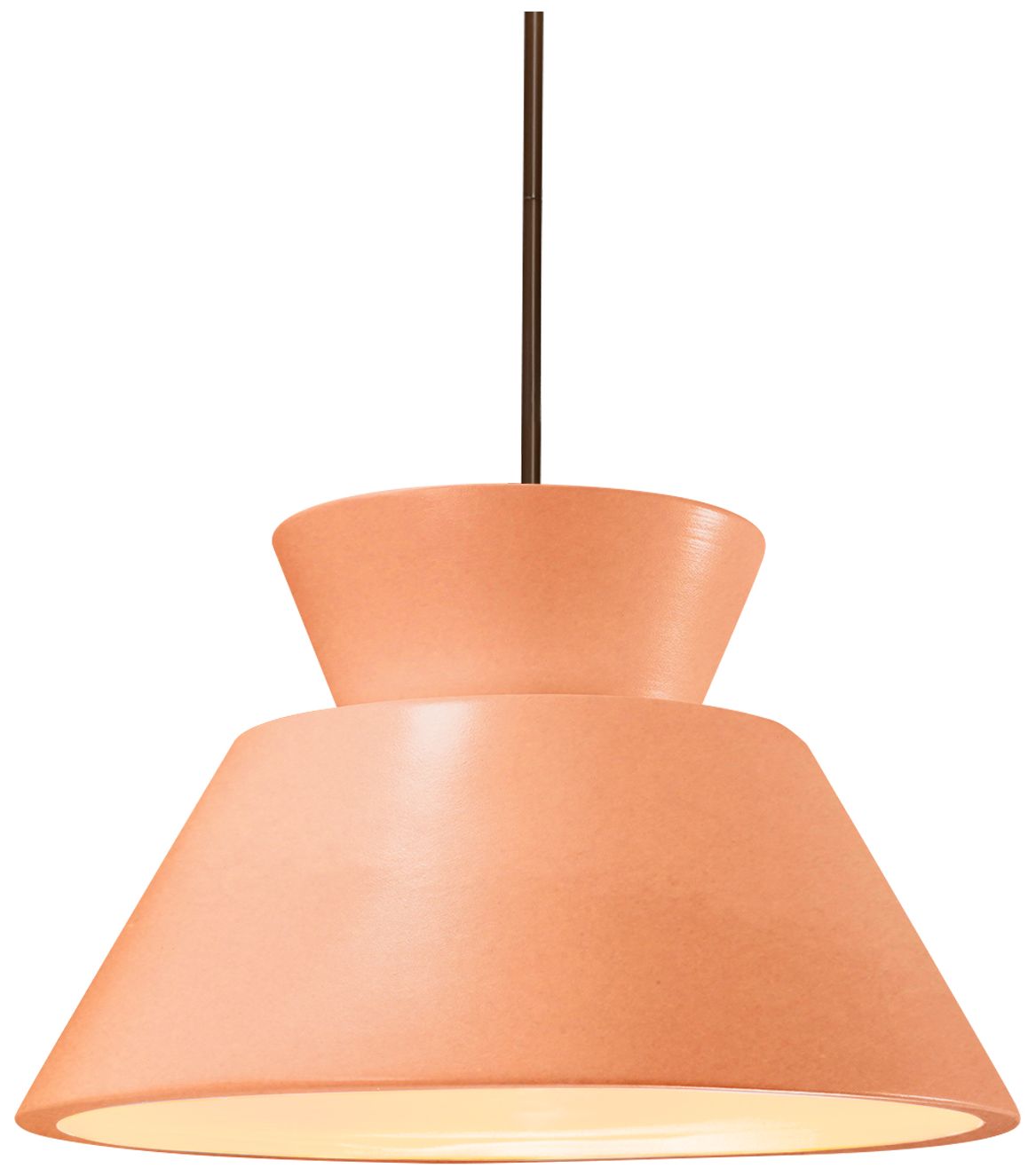 Radiance Trapezoid 14"W Gloss Blush, Dark Bronze LED Pendant - Rigid Stem