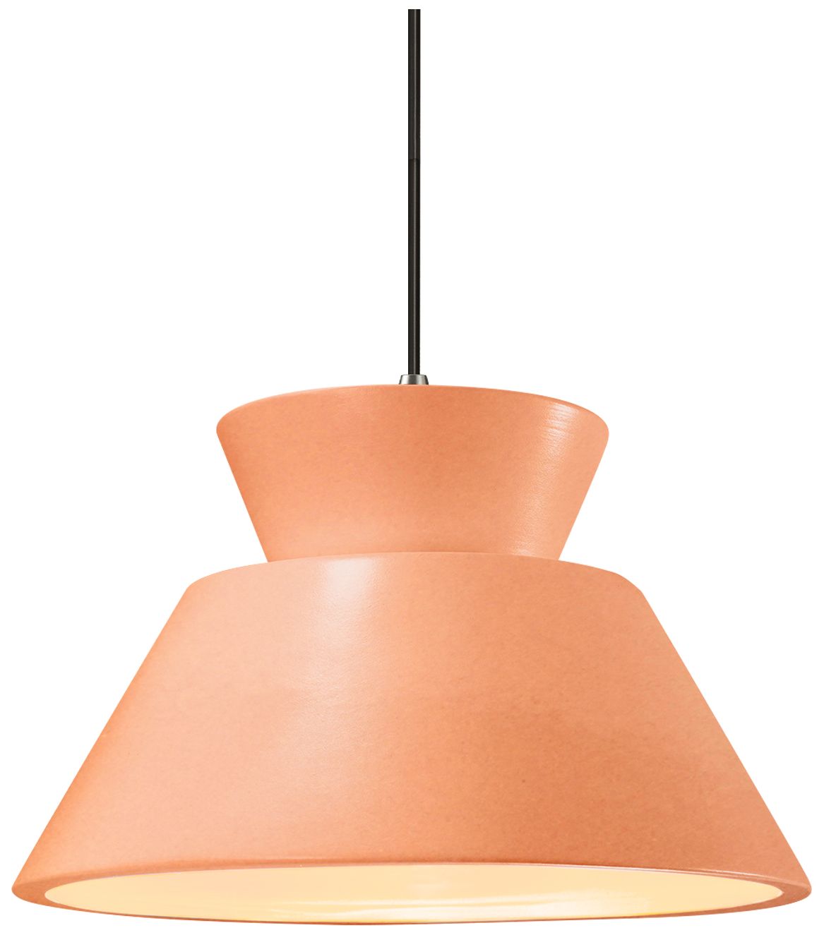 Radiance Trapezoid 14"W Gloss Blush, Polished Chrome Pendant
