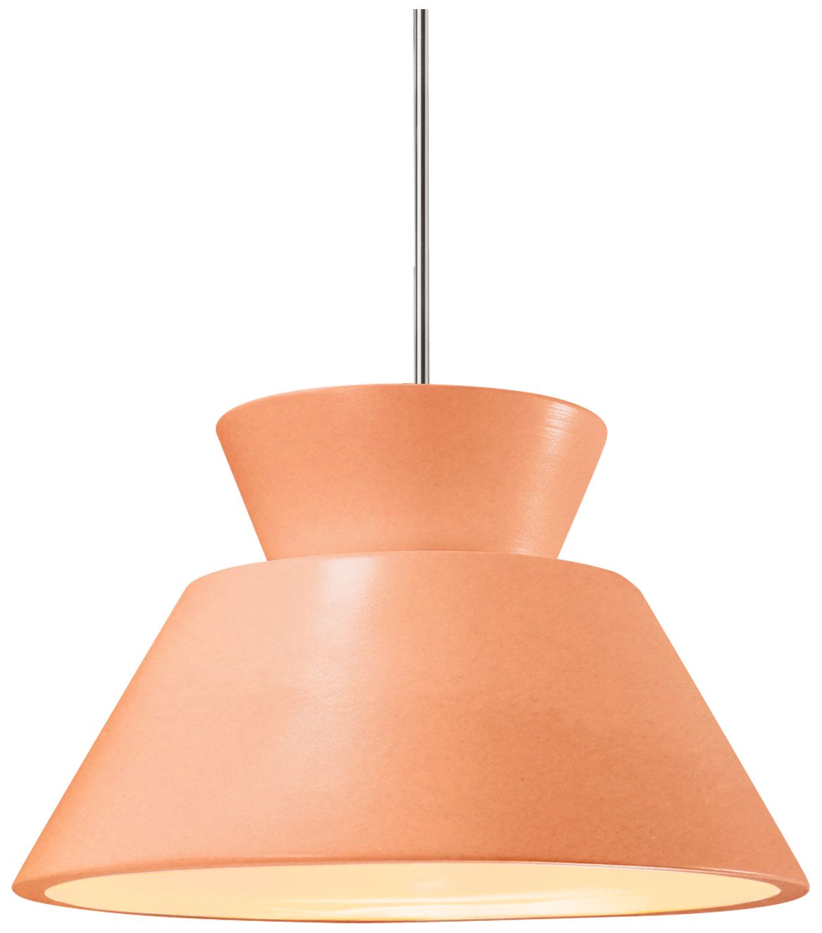 Radiance Trapezoid 14"W Gloss Blush, Polished Chrome Pendant