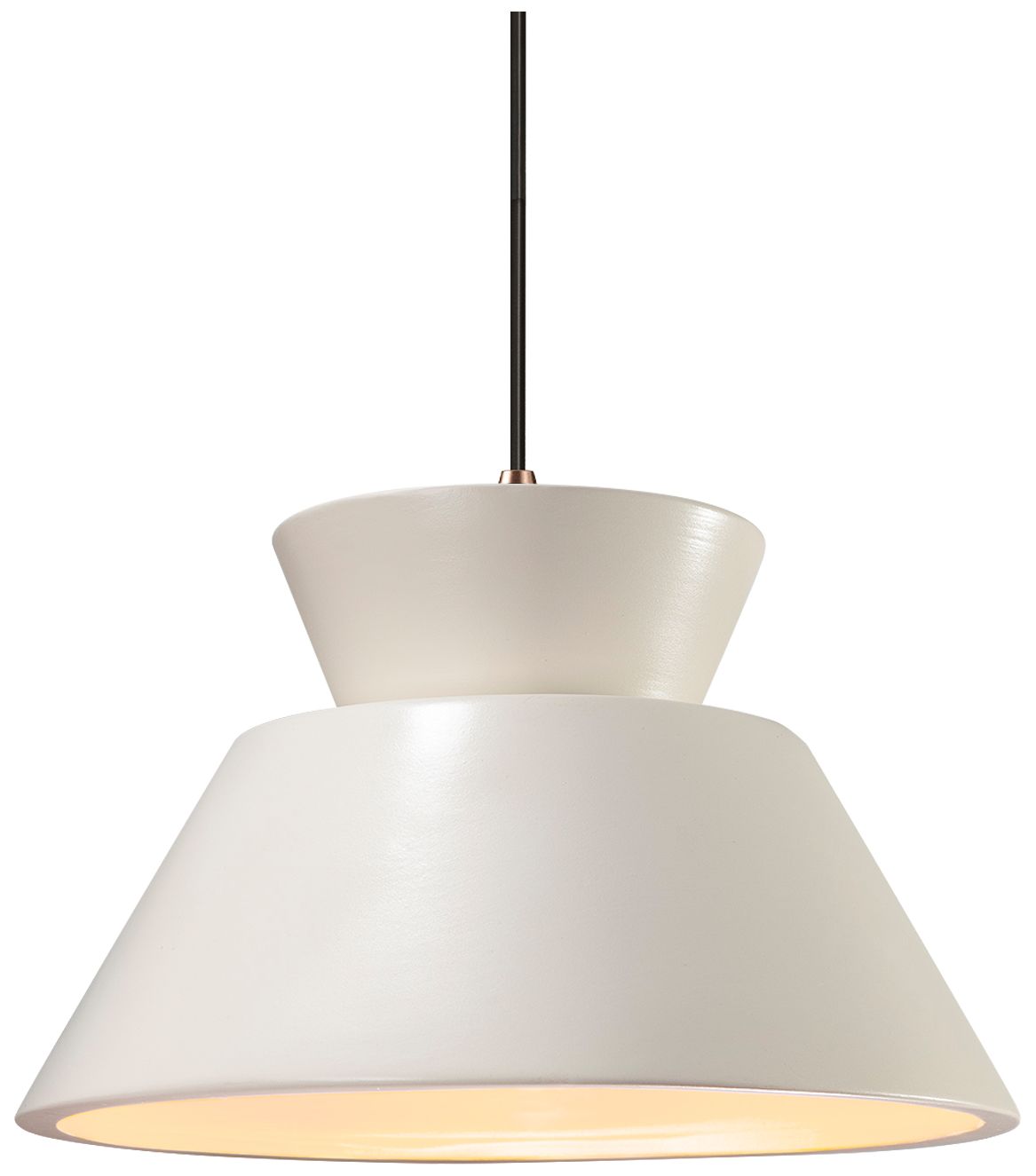 Radiance Trapezoid 14"W Matte White, Dark Bronze Pendant - Black Cord