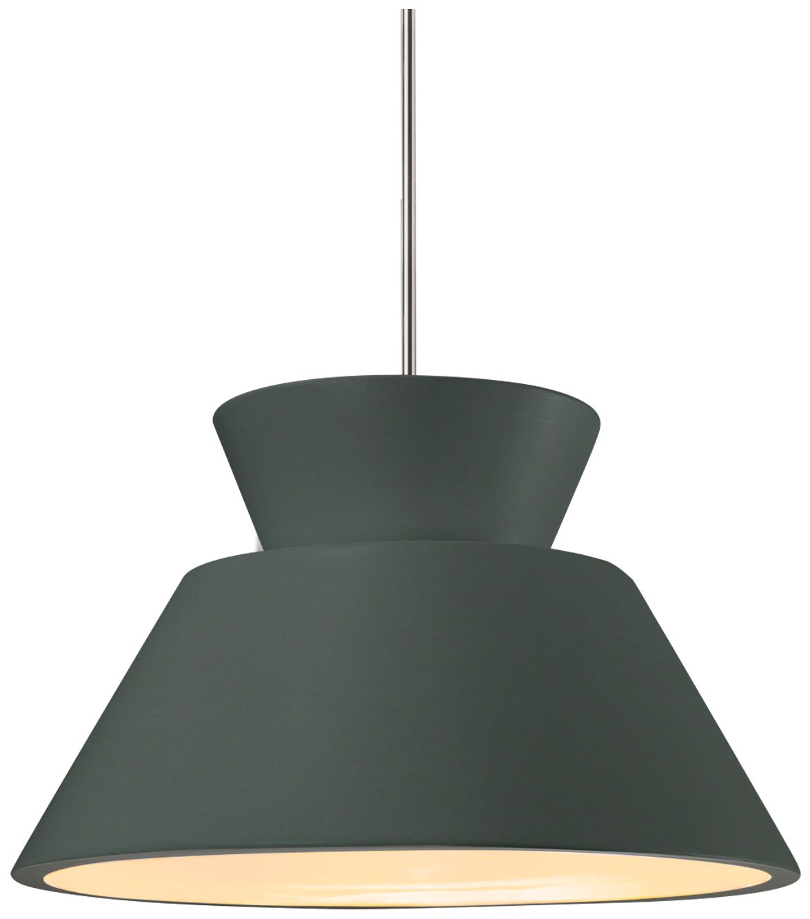 Radiance Trapezoid 14"W Pewter Green, Polished Chrome Pendant