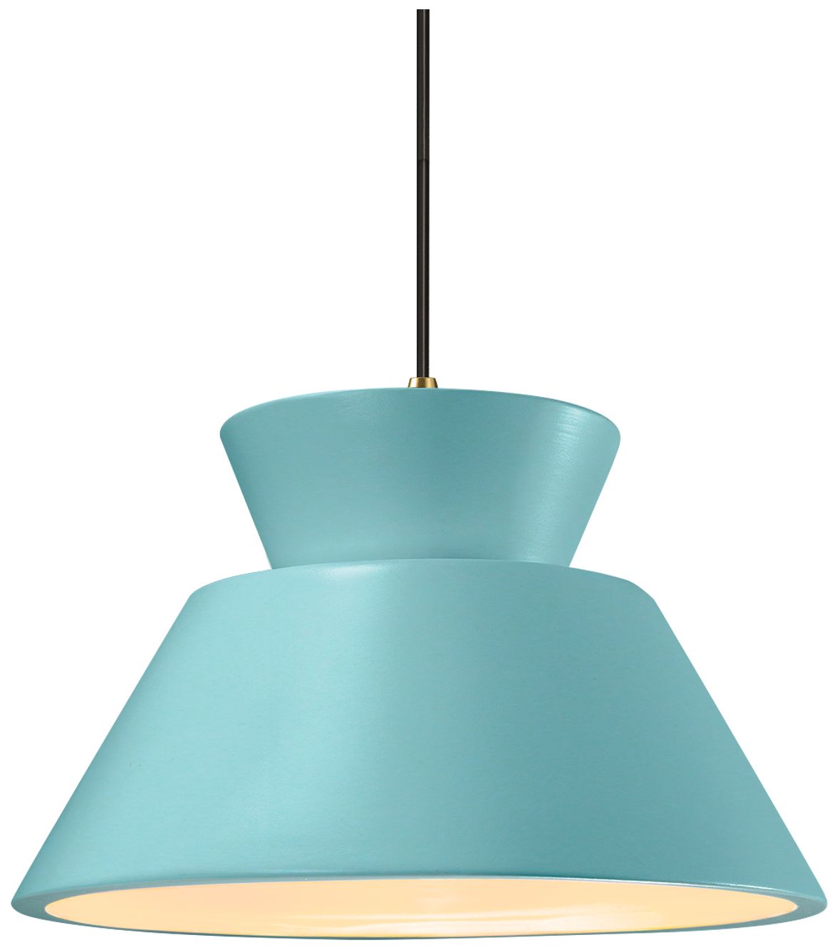 Radiance Trapezoid 14"W Reflecting Pool, Antique Brass Pendant - Black Cord