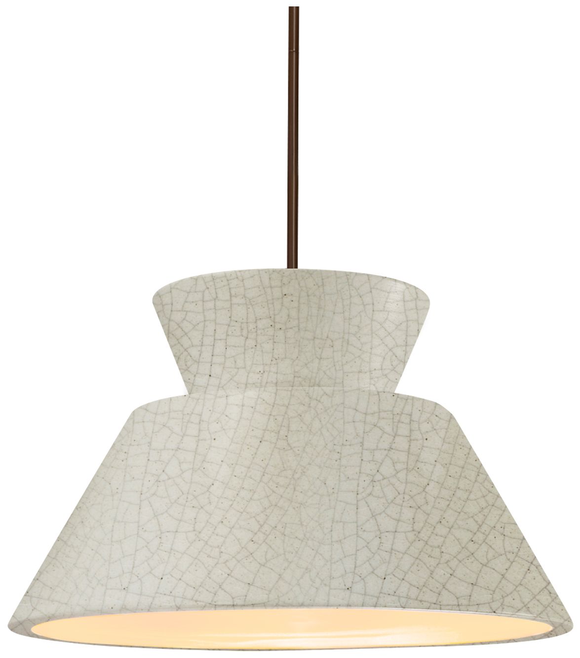 Radiance Trapezoid 14"W White Crackle, Dark Bronze LED Pendant - Rigid Stem