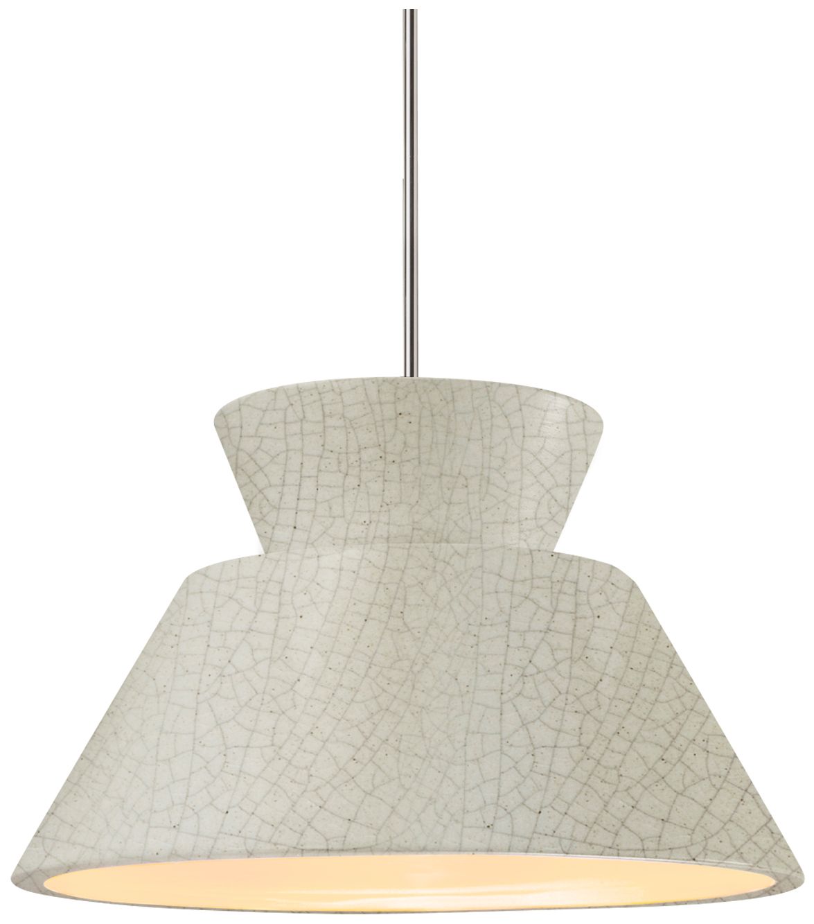 Radiance Trapezoid 14"W White Crackle, Polished Chrome Pendant - Rigid Stem