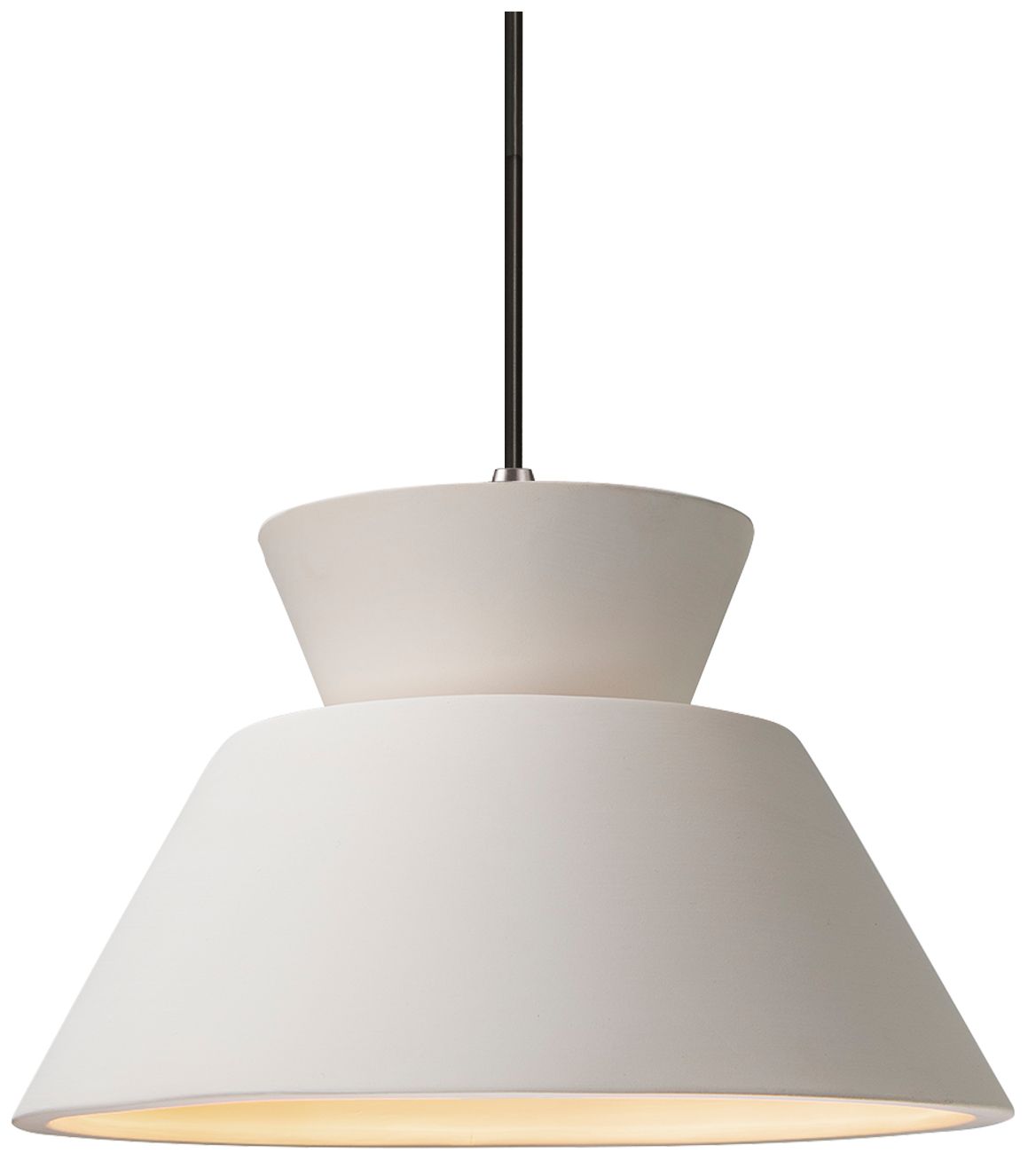 Radiance Trapezoid 14" Wide Bisque LED Pendant With Black Cord