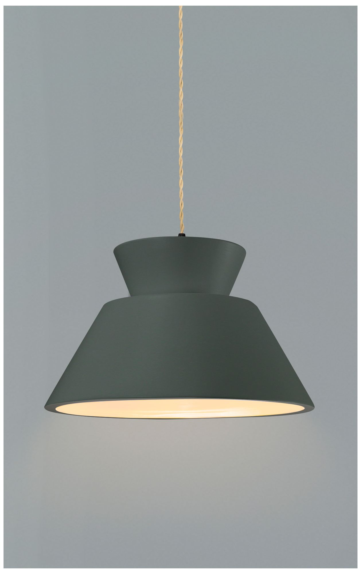 Image 3 Radiance Trapezoid 14" Wide Pewter Green LED Pendant With Beige Twist Cord more views