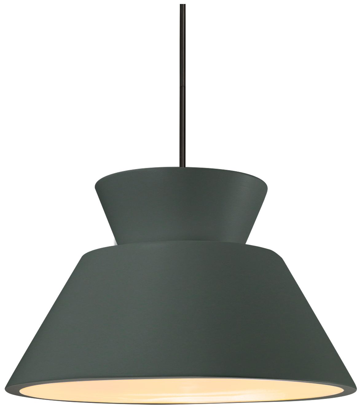Radiance Trapezoid 14" Wide Pewter Green Pendant With Rigid Stem