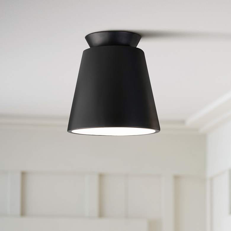 Image 1 Radiance Trapezoid 7 1/2 inchW Carbon Black LED Ceramic Ceiling Light