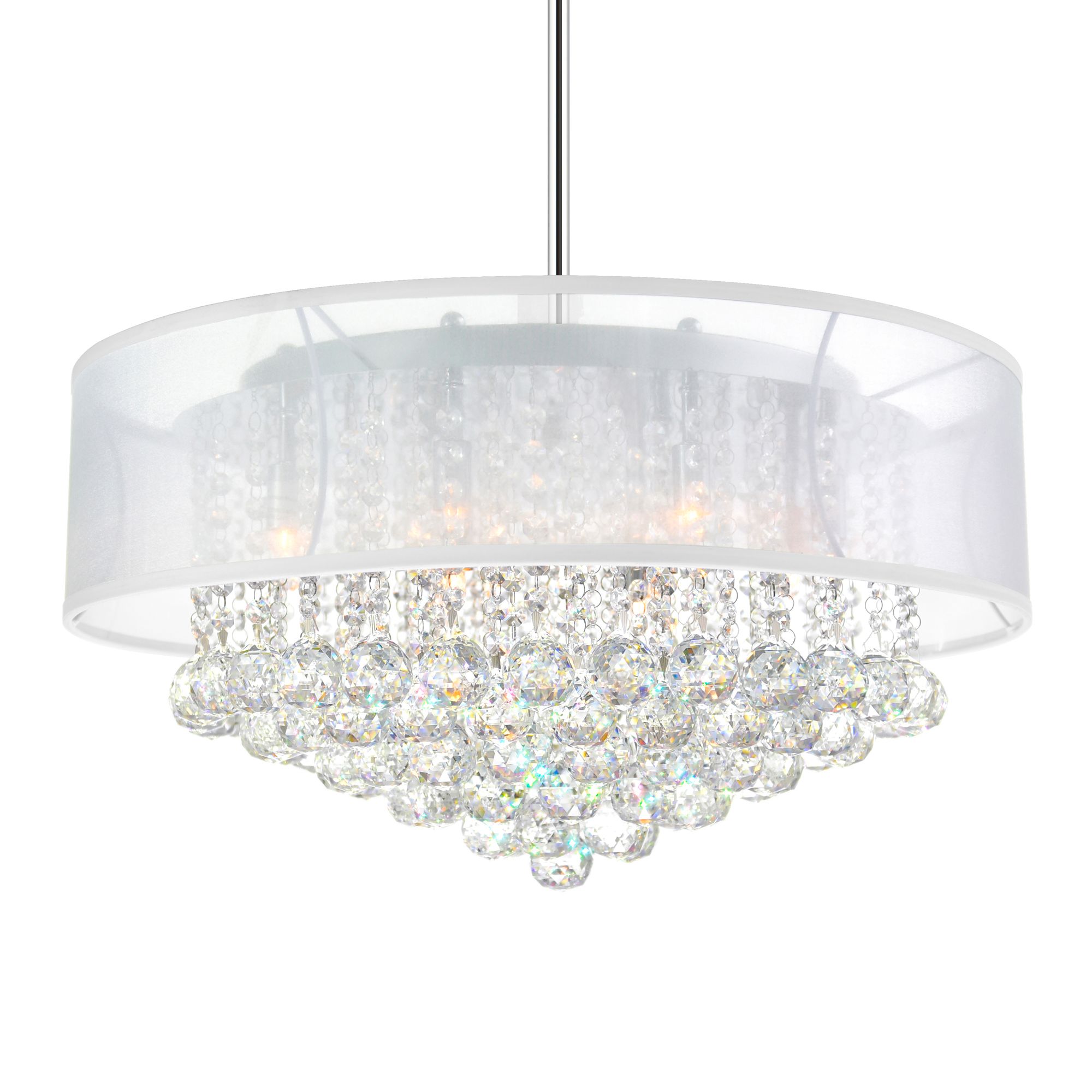 Image 3 Radiant 12 Light Drum Shade Chandelier With Chrome Finish more views