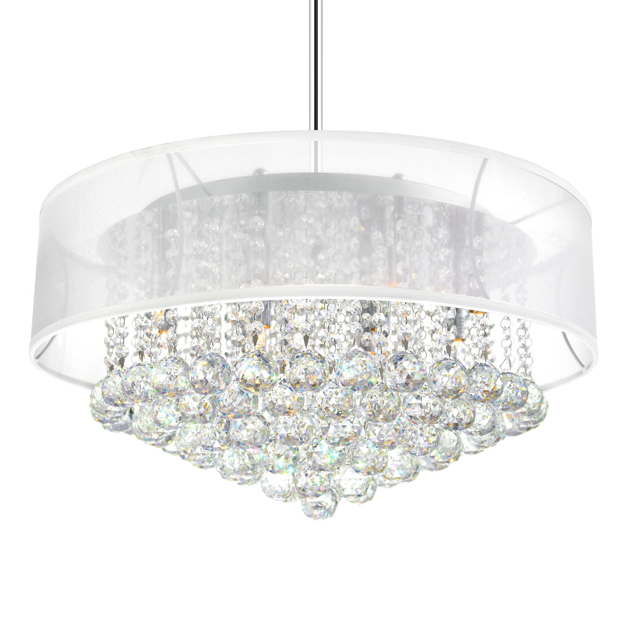 Image 4 Radiant 12 Light Drum Shade Chandelier With Chrome Finish more views