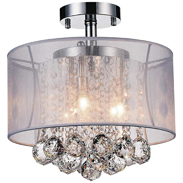 Image 1 Radiant 3 Light Drum Shade Flush Mount With Chrome Finish