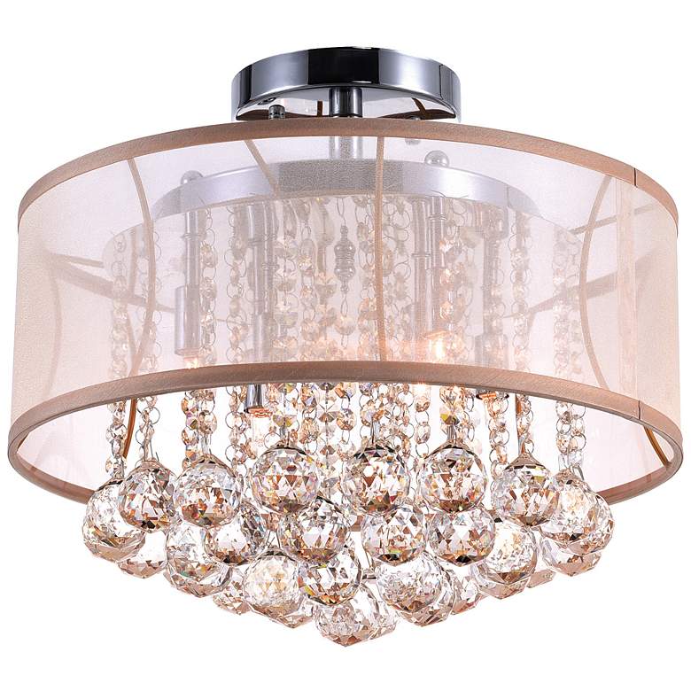 Image 1 Radiant 6 Light Drum Shade Flush Mount With Chrome Finish
