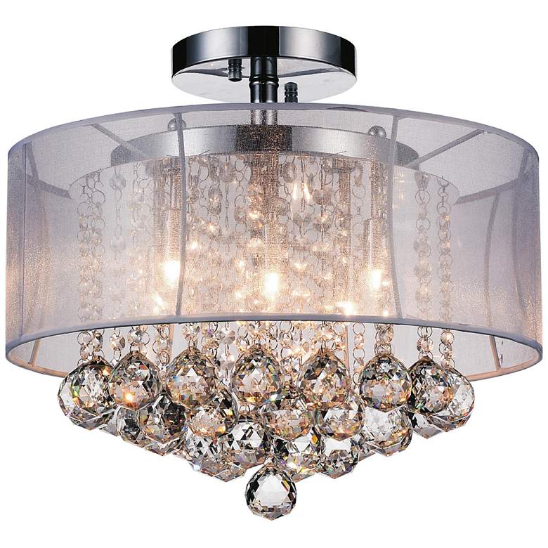 Image 1 Radiant 6 Light Drum Shade Flush Mount With Chrome Finish