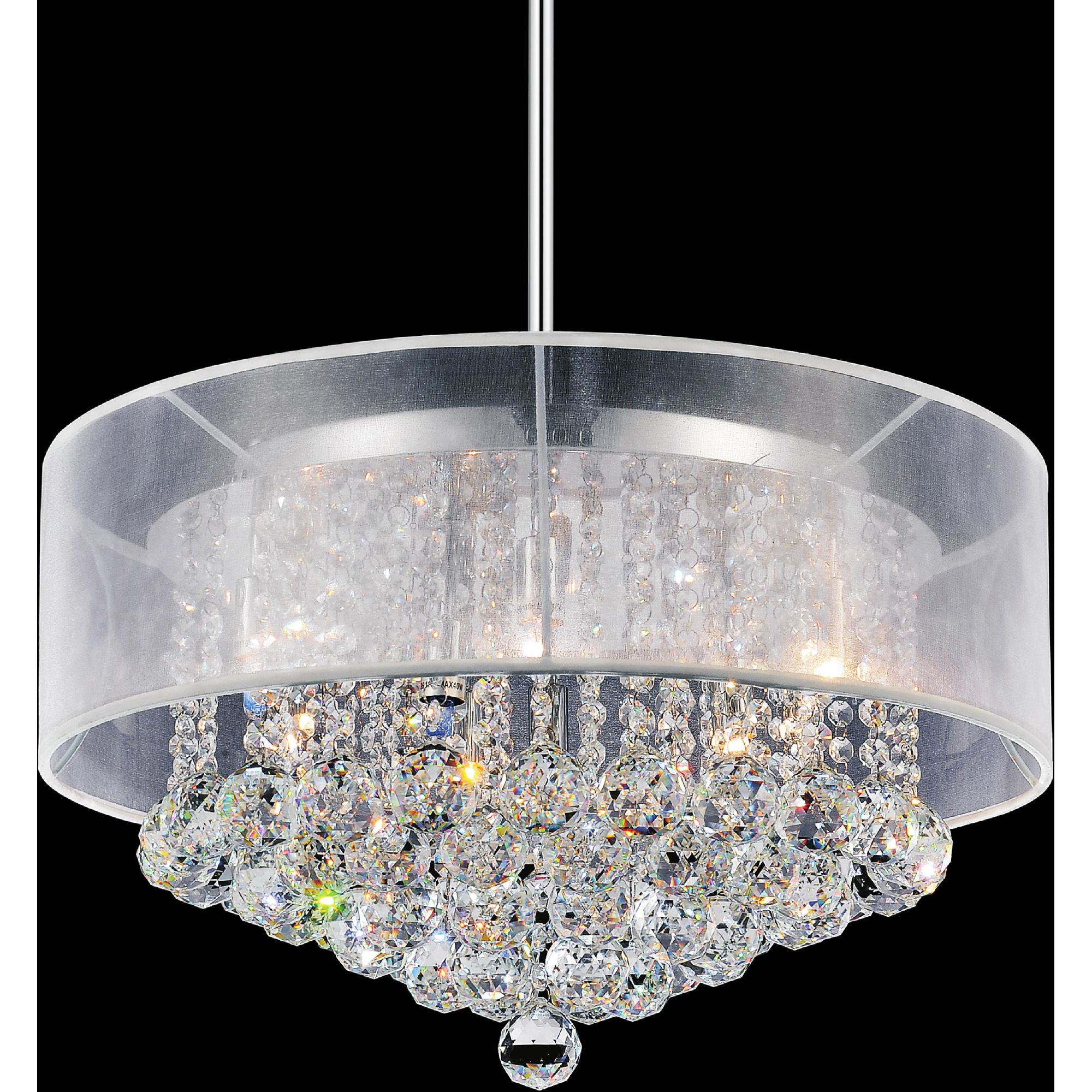 Image 2 Radiant 9 Light 20in Chrome Drum Shade Chandelier with White Shade more views