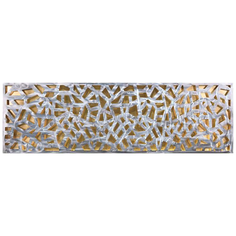 Image 1 Radiant Fusion 3D Polished Steel with Gold Leaf Abstract Metal Wall Art
