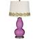 Radiant Orchid Double Gourd Table Lamp with Vine Lace Trim