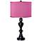Radiant Orchid Faux Silk Black Bronze Table Lamp
