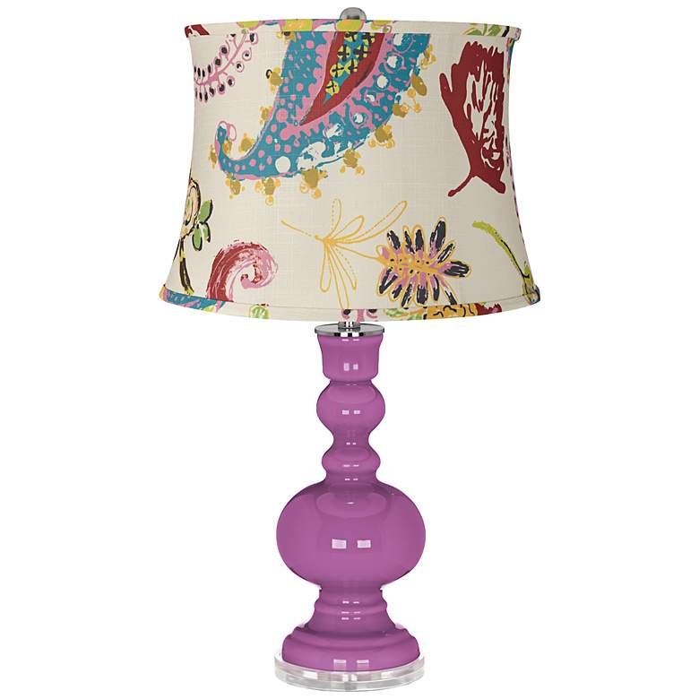 Image 1 Radiant Orchid Paisley Floral Shade Apothecary Table Lamp