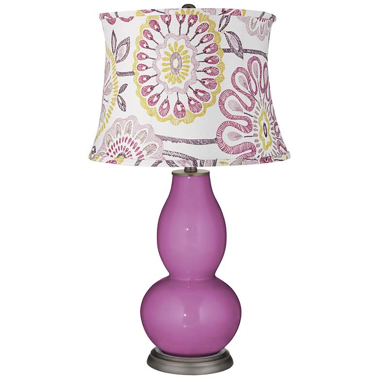 Image 1 Radiant Orchid Purple Flowers Double Gourd Table Lamp