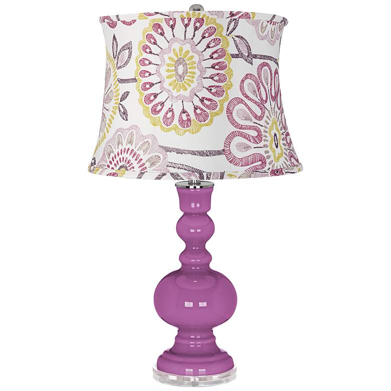 Image 1 Radiant Orchid Purple Flowers Shade Apothecary Table Lamp