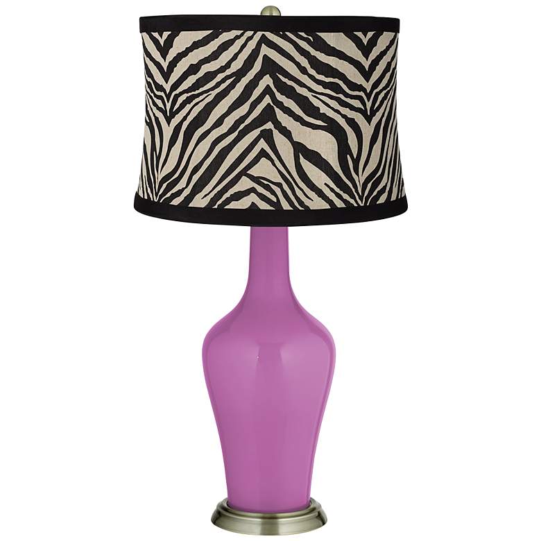 Image 1 Radiant Orchid Zebra Print Shade Anya Table Lamp