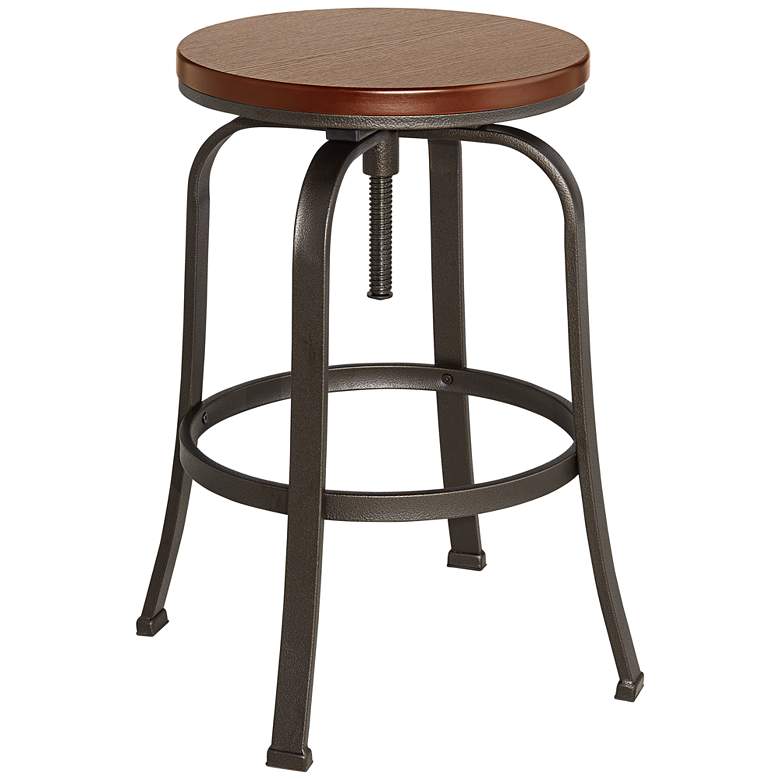 Image 6 Radin Hammered Bronze Adjustable Height Swivel Bar Stool more views