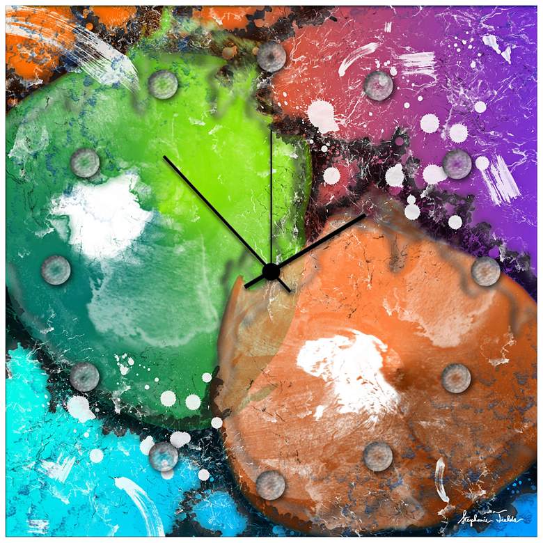 Image 1 Radioactive Neon 22" Square Metal Wall Art Clock