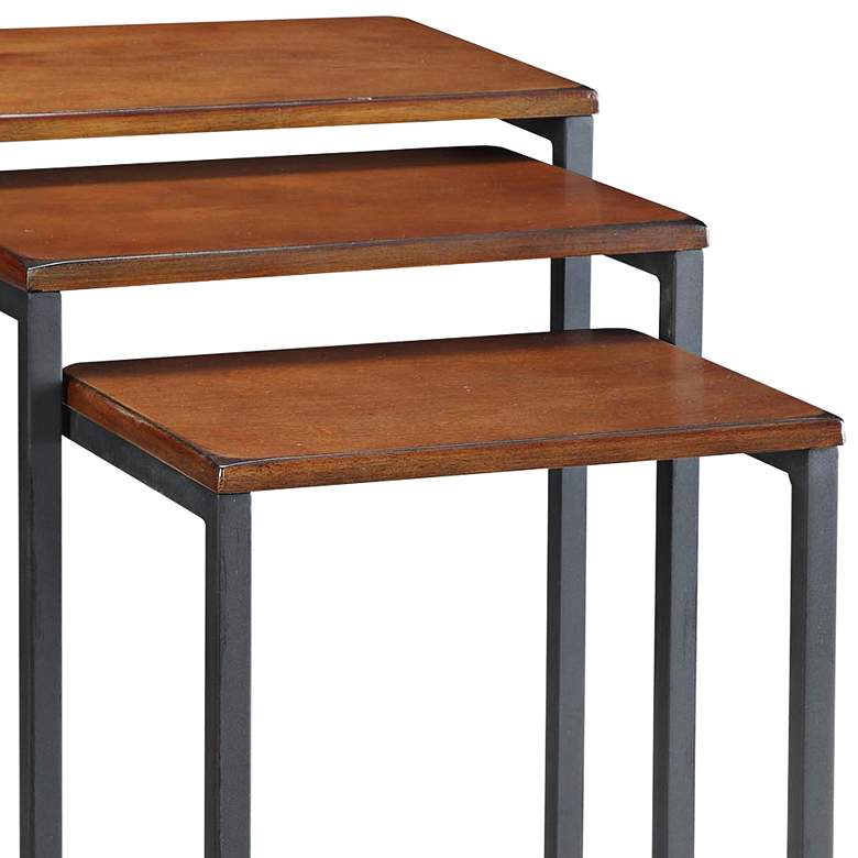 Radison Chestnut Wood and Black Nesting Tables Set of 3 more views