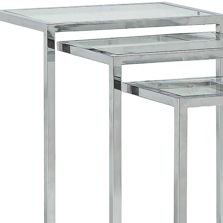 Radison Glass and Chrome Metal Modern Nesting Tables Set of 3 more views