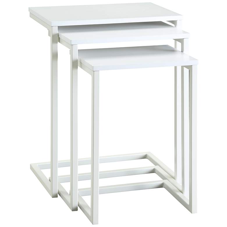 Image 2 Radison White Wood and Metal Nesting Tables Set of 3