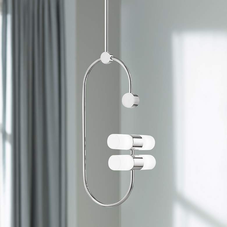 Image 1 Rae 8 3/4"W 4-Light Polished Nickel LED Mini Pendant Light