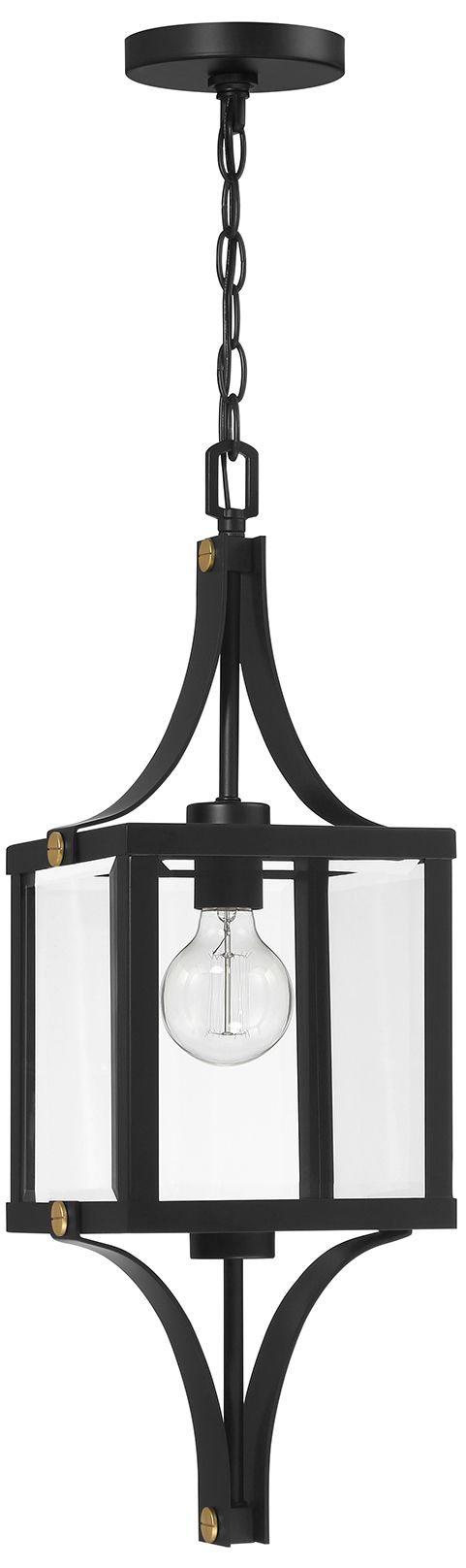 Image 2 Raeburn 1-Lt Outdoor Hanging Lantern Matte Black/Weathered Brushed Brass more views