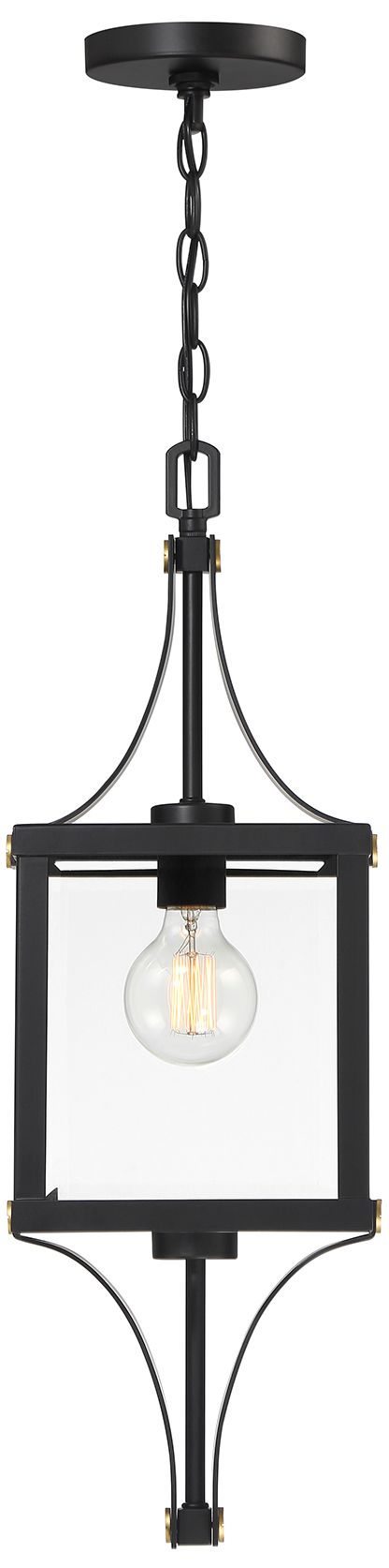 Image 3 Raeburn 1-Lt Outdoor Hanging Lantern Matte Black/Weathered Brushed Brass more views
