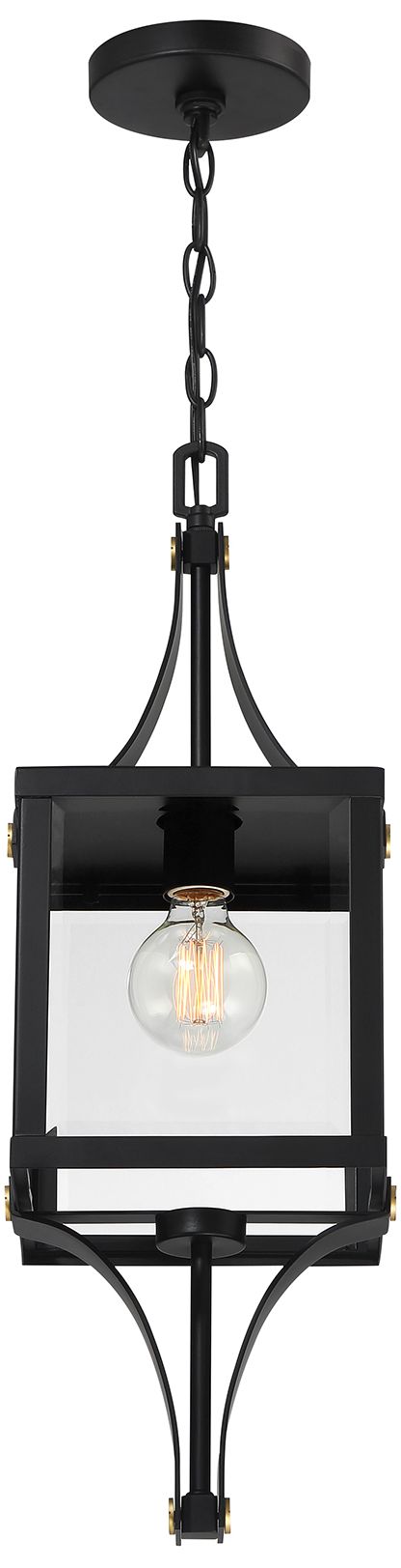Image 4 Raeburn 1-Lt Outdoor Hanging Lantern Matte Black/Weathered Brushed Brass more views