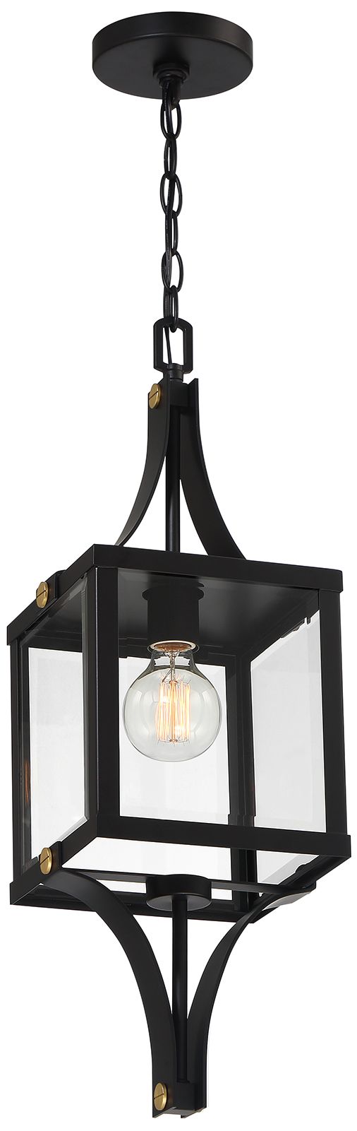 Image 5 Raeburn 1-Lt Outdoor Hanging Lantern Matte Black/Weathered Brushed Brass more views